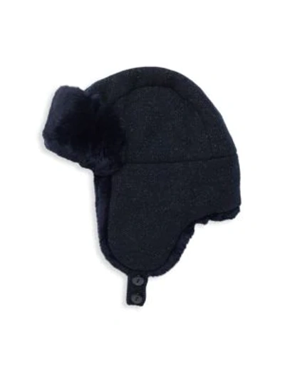 Shop Inverni Matilde Rabbit-fur Lined Trapper Hat In Navy