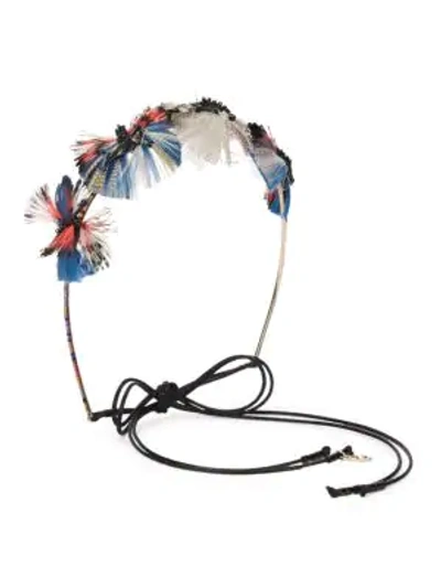 Shop Valentino Embellished Headband In Blue Multi