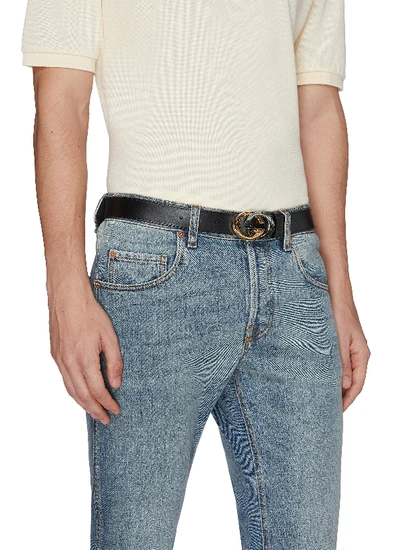 Shop Gucci Gg Logo Buckle Leather Belt
