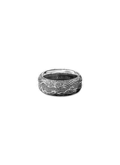 Shop David Yurman 'waves' Silver Ring In Metallic