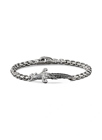 Shop David Yurman 'waves' Diamond Silver Dagger Charm Bracelet In Metallic