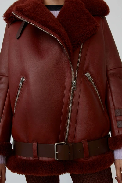 Shop Acne Studios Velocite Cardinal Red / Cardinal Red In Shearling Aviator Jacket