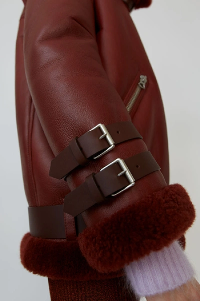 Shop Acne Studios Velocite Cardinal Red / Cardinal Red In Shearling Aviator Jacket