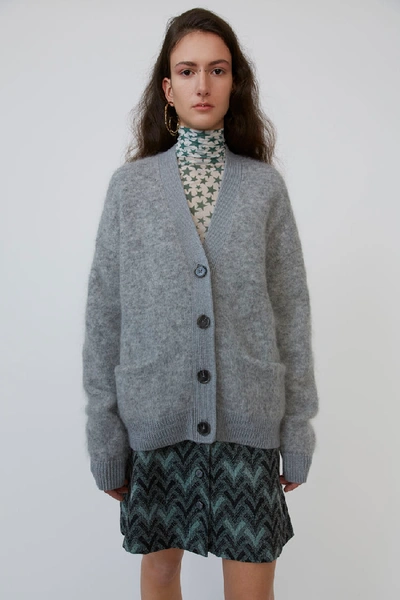 Shop Acne Studios Rives Mohair Cold Grey Melange In Mohair-blend Cardigan