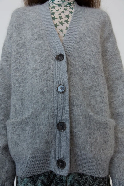 Shop Acne Studios Rives Mohair Cold Grey Melange In Mohair-blend Cardigan