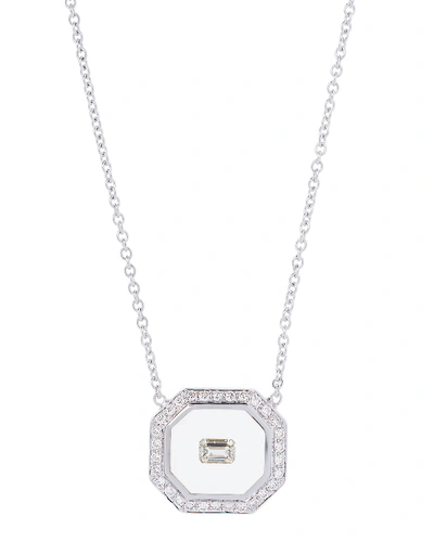 Shop Nikos Koulis Universe Octagonal 18k White Gold Enamel & Diamond Necklace In White/gold