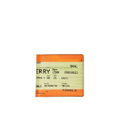 Shop Burberry Train Ticket Print Leather International Bifold Wallet
