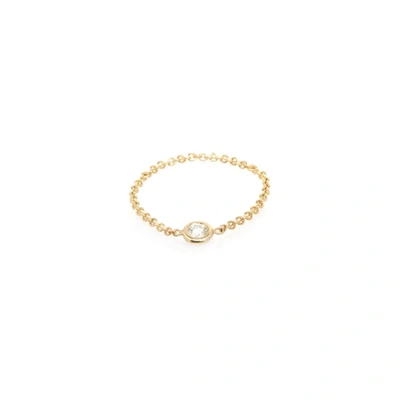 Shop Zoë Chicco 14ct Yellow Gold And Diamond Chain Ring