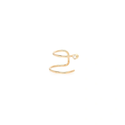 Shop Zoë Chicco 14ct Yellow Gold And Diamond Double Band Ear Cuff (single)