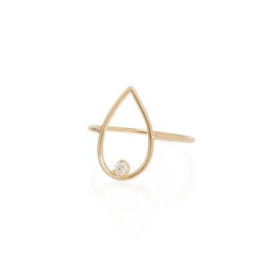 Shop Zoë Chicco 14ct Yellow Gold And Diamond Pear Open Ring