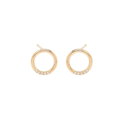Shop Zoë Chicco 14ct Yellow Gold And Diamond Five Small Front Circle Earrings