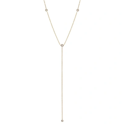 Shop Zoë Chicco 14ct Yellow Gold And Diamond Lariat Necklace