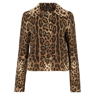 Shop Dolce & Gabbana Leopard-print Cropped Wool Jacket