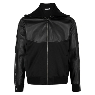 Shop Givenchy Black Leather And Jersey Jacket