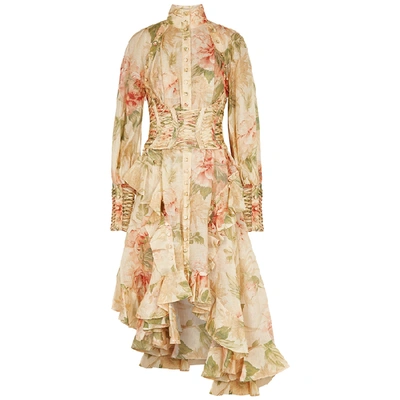 Shop Zimmermann Espionage Floral-print Linen-blend Dress