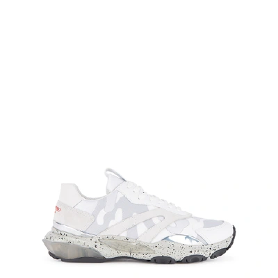 Shop Valentino Bounce Camouflage-print Mesh Sneakers