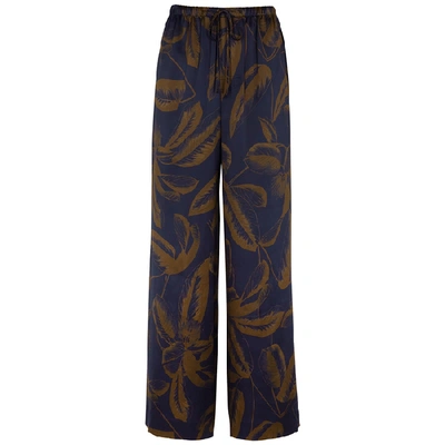 Shop Vince Palm-print Silk Trousers