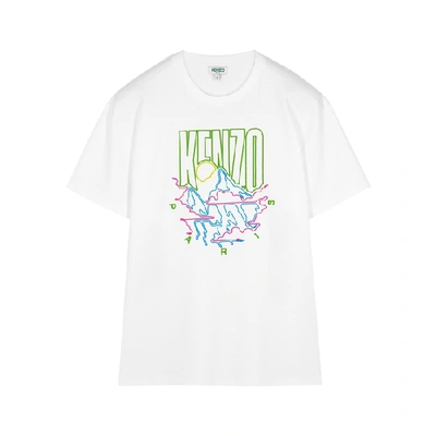 Shop Kenzo White Embroidered Cotton T-shirt