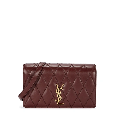 Shop Saint Laurent Angie Quilted Leather Cross-body Bag In Burgundy