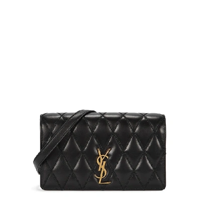 Shop Saint Laurent Angie Quilted Leather Cross-body Bag In Black