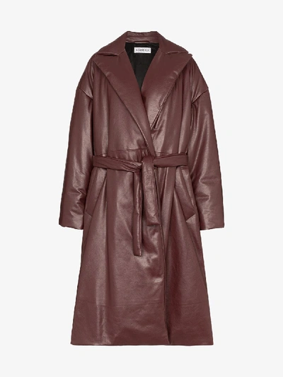 Shop Balenciaga Padded Leather Trench Coat In Red