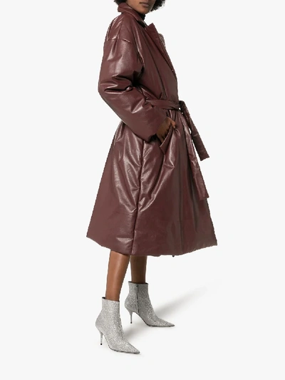 Shop Balenciaga Padded Leather Trench Coat In Red