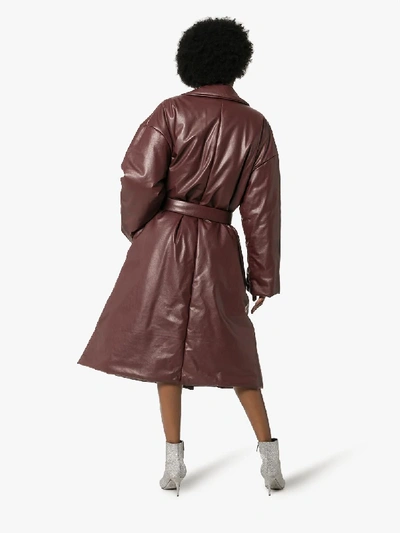 Shop Balenciaga Padded Leather Trench Coat In Red