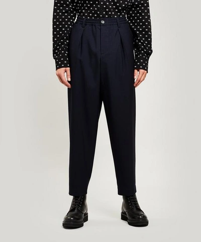 Shop Marni Tropical Wool Trousers In Blue