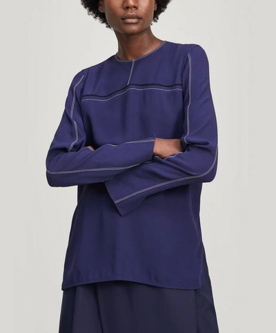 Shop Marni Long Crepe Envers Satin Shirt In Navy