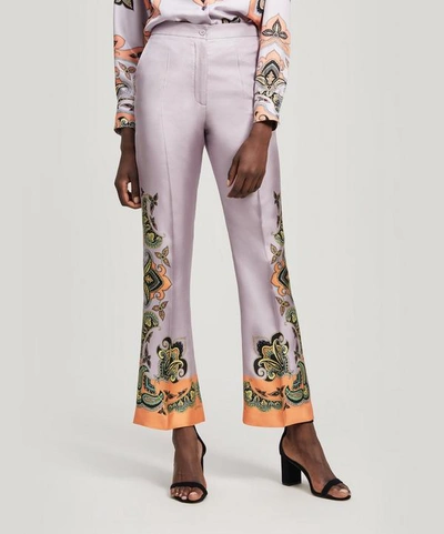 Shop Etro Pyjama Silk Twill Paisley Trousers In Violet