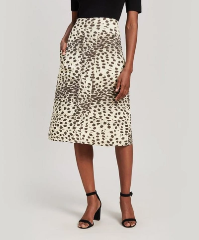 Shop Sea Leo Leopard-print Cotton Midi Skirt In Cream