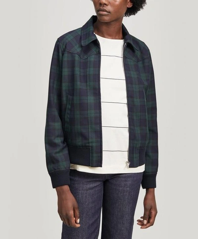 Shop A.p.c. Blouson Candem Check Jacket In Green