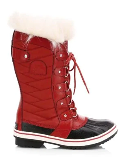 Shop Sorel Women's Tofino Ii Coated Canvas & Faux Fur Winter Boots In Red Dahlia