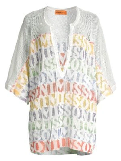 Shop Missoni Rainbow Stripe Lace-up Tunic In Multi