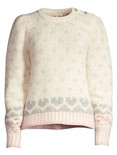 Shop Loveshackfancy Rosie Knit Sweater In Milky Clouds