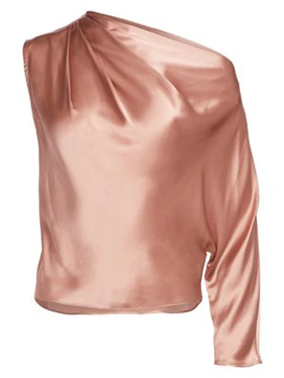 Shop Michelle Mason Women's One-sleeve Silk Drape Top In Shell