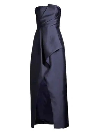 Shop Parker Black Whitney Draped Satin A-line Gown In Aquarius