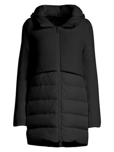 Shop Herno Women's Curly Knit Puffer Jacket In Black