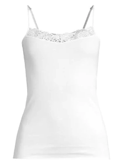 Shop Hanro Women's Flora Lace-trim Camisole In White