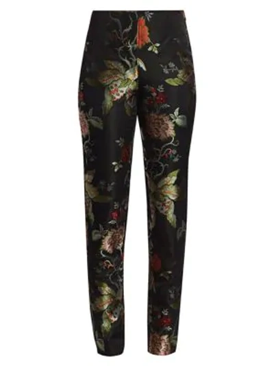 Shop Ahluwalia Botanical Jacquard Satin Pants In Jet Multi