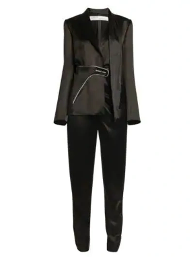 Shop Off-white Collage Satin Tailored Jumpsuit In Black