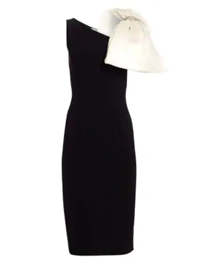 Shop Ahluwalia Sleeveless Bow Crepe Sheath Dress In Jet