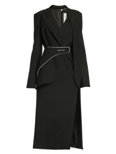 Shop Off-white Formal Tailored Long Wool-blend Dress In Black