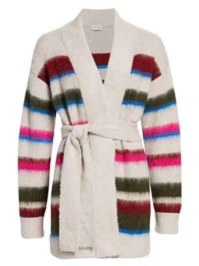 Shop Tanya Taylor Farah Colorblock Knit Alpaca-blend Cardigan In Pink Stripe