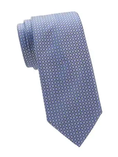 Shop Brioni Basketwoven Print Silk Tie In Bluette