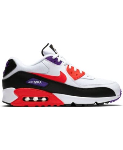 Shop Nike Men's Air Max 90 Essential Casual Sneakers From Finish Line In White/red Orbit-psychic P