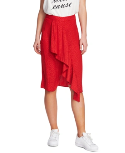 Shop 1.state Leopard Printed Ruffled Skirt In Cherry Red