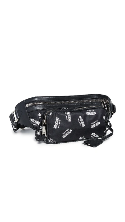 Shop Moschino Multi Logo Bumbag In Black