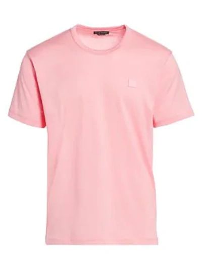 Shop Acne Studios Men's Nash Face Crewneck Cotton Tee In Blush Pink