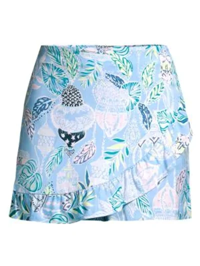 Shop Lilly Pulitzer Faye Printed Ruffled Skort In Blue Periwinkle